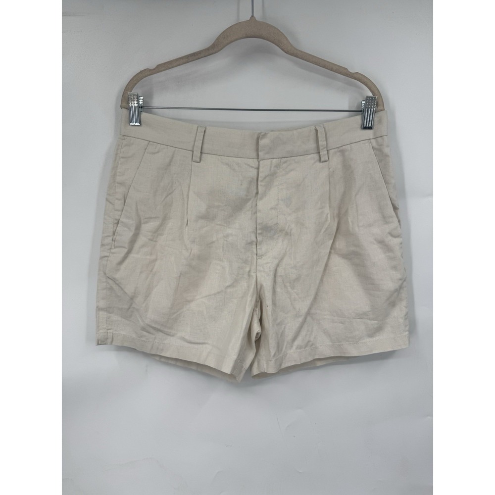 H&M Line Blend Regular Fit Shorts Men 32 Cream Summer Beach Resortwear Vacation